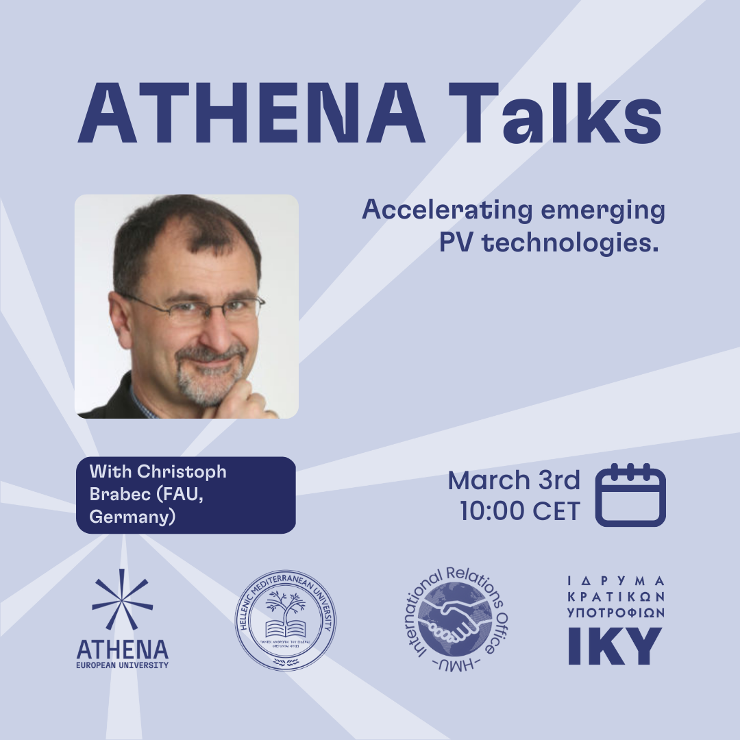ATHENA Talks: “Accelerating emerging PV technologies”