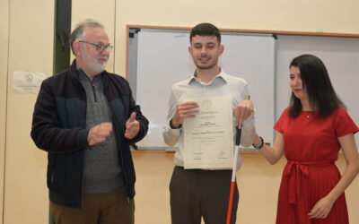 Konstantinos–Efraim Tsagkatakis, the first print-disabled graduate of the Hellenic Mediterranean University (HMU)