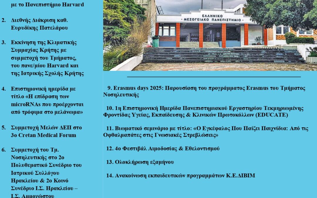 Εκδόθηκε το νέο Newsletter του Τμήματος Νοσηλευτικής του ΕΛΜΕΠΑ
